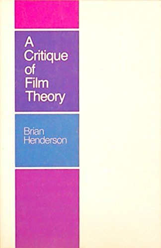 Beispielbild fr Critique of Film Theory zum Verkauf von Better World Books