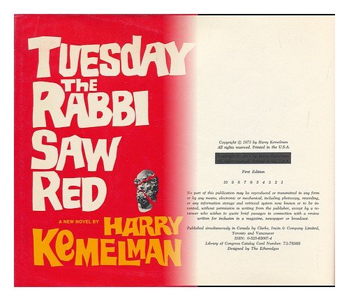 Imagen de archivo de Tuesday, the Rabbi Saw Red a la venta por Wonder Book