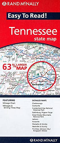 9780528882043: Rand McNally Easy to Read! Tennessee State Map