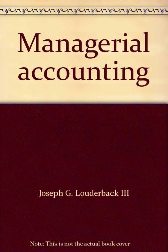Beispielbild fr Managerial accounting zum Verkauf von Wonder Book