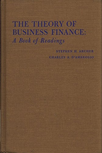 Imagen de archivo de Theory of Business Finance: Advanced Reading a la venta por My Dead Aunt's Books