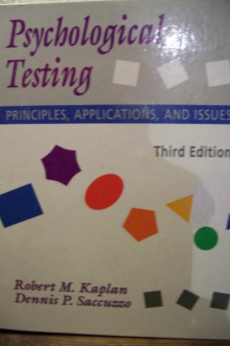 Beispielbild fr Psychological Testing Robert M. Kaplan and Dennis P. Saccuzzo.1993. Brooks/Cole Publ. Comp. Hardcover. xxi,702pp. zum Verkauf von Antiquariaat Ovidius