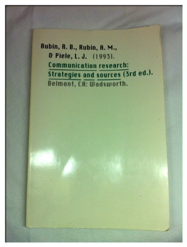 Beispielbild fr Communication Research: Strategies and Sources zum Verkauf von Wonder Book