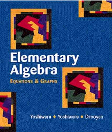 Imagen de archivo de Elementary Algebra Equations & Graphs a la venta por HPB-Red