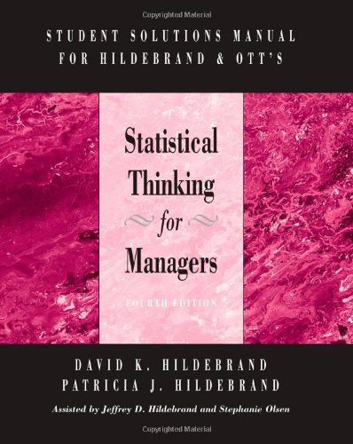 Beispielbild fr Statistical Thinking for Managers : Student Solutions Manual zum Verkauf von Better World Books