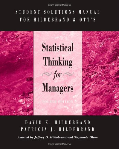 Imagen de archivo de Statistical Thinking for Managers : Student Solutions Manual a la venta por Better World Books