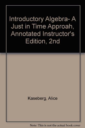 9780534373238: Introductory Algebra- A Just in Time Approah, Annotated Instructor's Edition, 2nd