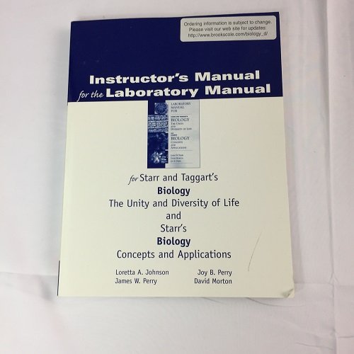 9780534382636: Instructor's Manual for the Laboratory Manual for Biology: The Unity and Diversity of Life/Biology: Concepts and Applications