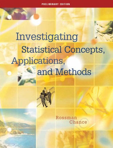 Beispielbild fr Investigating Statistical Concepts, Applications and Methods, Preliminary Edition zum Verkauf von HPB-Red