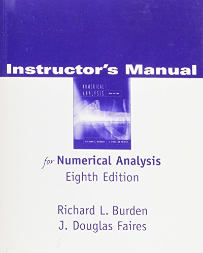 Stock image for Instructor's Manual for Numerical Analysis for sale by BookHolders