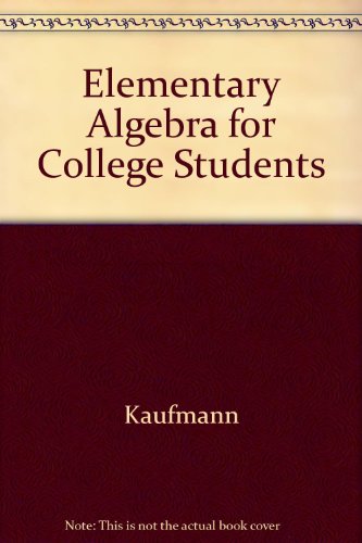 9780534916329: Elementary Algebra for College Students