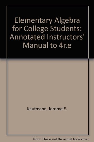 Stock image for Elementary Algebra for College Students: 4th - Annotated Instructor's Edition for sale by a2zbooks