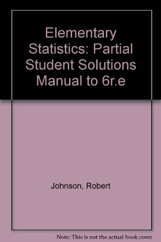 Beispielbild fr Elementary Statistics: Partial Student Solutions Manual to 6r.e zum Verkauf von Wonder Book