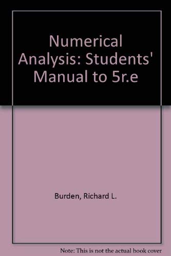 9780534932213: Numerical Analysis: Students' Manual to 5r.e