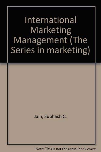 Stock image for International Marketing Management (Series in Marketing) for sale by BookHolders