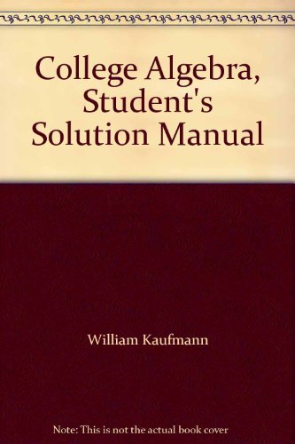Stock image for College Algebra, Student's Solution Manual for sale by HPB-Ruby