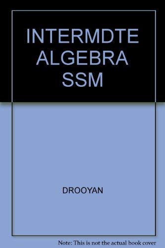 Stock image for Student's Solution Manual Intermediate Algebra for sale by HPB-Red