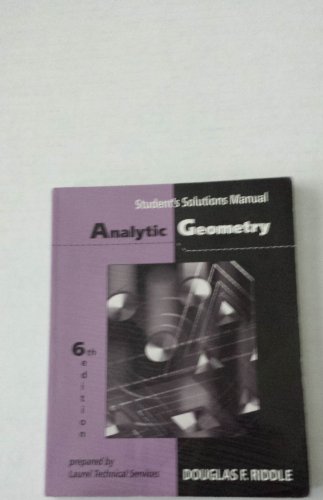 9780534948559: Analytic Geometry Student Solutions Manual