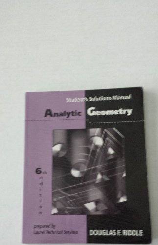 Stock image for Analytic Geometry Student Solutions Manual for sale by HPB-Red