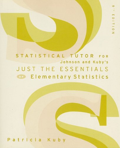 Imagen de archivo de Statistical Tutor for Johnson and Kuby's Just the Essentials of Elementary Statistics a la venta por HPB-Red