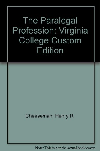 9780536177605: The Paralegal Profession: Virginia College Custom Edition