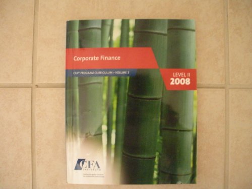 9780536342317: CFA Program Curriculum Level II Volume 3 2008 Corporate Finance (Volume 3)