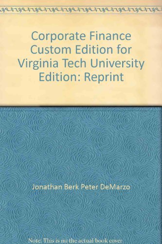 Beispielbild fr Corporate Finance Custom Edition for Virginia Tech University zum Verkauf von ThriftBooks-Atlanta