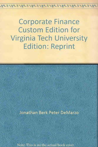 Imagen de archivo de Corporate Finance Custom Edition for Virginia Tech University a la venta por ThriftBooks-Atlanta