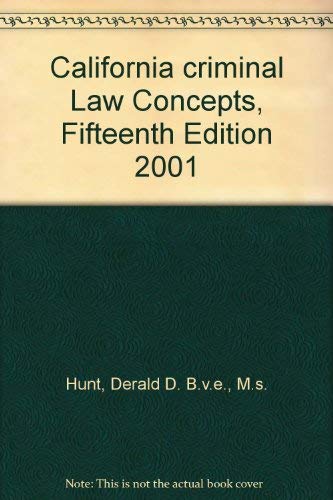 Imagen de archivo de Californa Criminal Law Concepts 2001 a la venta por dsmbooks