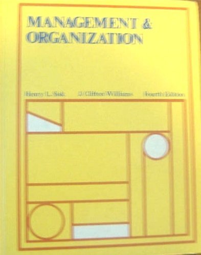 Beispielbild fr Management and Organization zum Verkauf von Better World Books