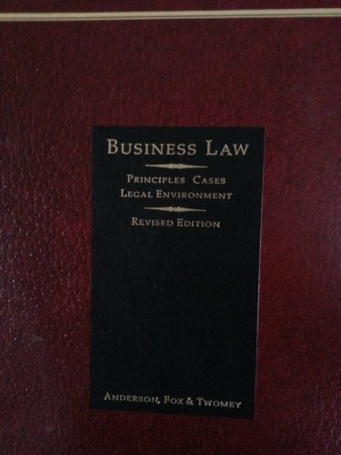 Beispielbild fr Business Law: Principles, Cases, Legal Environment (ASHE Reader) zum Verkauf von Wonder Book