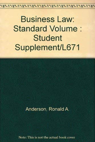 Stock image for Business Law: Standard Volume : Student Supplement/L671 for sale by Hawking Books