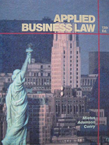 Imagen de archivo de Applied Business Law a la venta por ThriftBooks-Atlanta