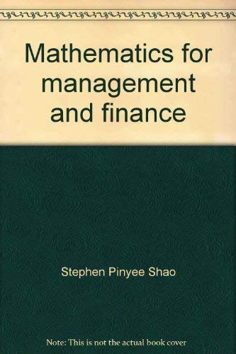 Imagen de archivo de Mathematics for management and finance a la venta por HPB-Red