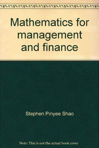 9780538133302: Title: Mathematics for management and finance