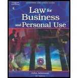 Imagen de archivo de Activities and Study Guide for Law for Business and Personal Use a la venta por ThriftBooks-Atlanta