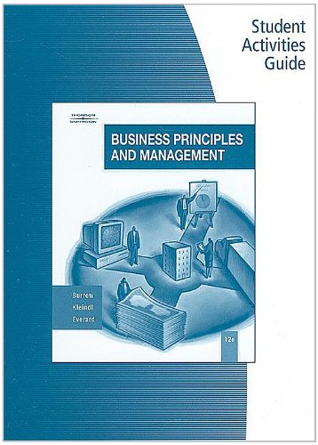 Beispielbild fr Student Activity Guide for Burrow/Kleindl's Business Principles and Management, 12th zum Verkauf von Booksavers of MD