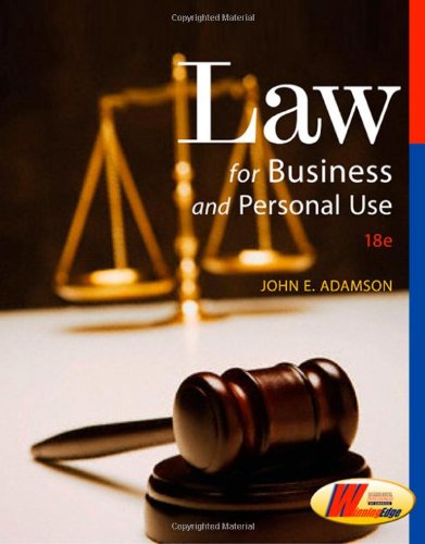 Beispielbild fr Law for Business and Personal Use zum Verkauf von Wonder Book