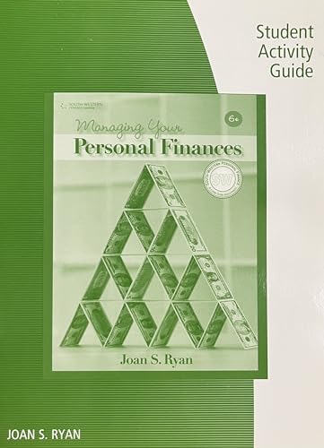 Imagen de archivo de Student Activity Guide for Ryan's Managing Your Personal Finances, 6th a la venta por ThriftBooks-Dallas