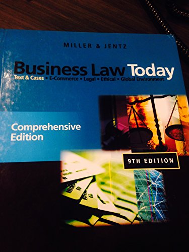 Business Law Today: Comprehensive (9780538452809) by Miller, Roger LeRoy; Jentz, Gaylord A.