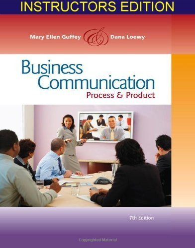 Imagen de archivo de Business Communication: Process and Product (Instructors Edition) a la venta por BookHolders