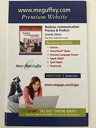 Imagen de archivo de Cenage Learning Access for Business Communication: Process & Product Seventh Edition a la venta por Wrigley Books