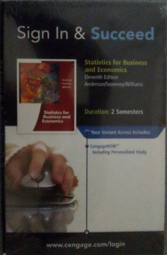 Stock image for Cengagenow 2-Semester Printed Access Card for Anderson/Sweeney/Williams' Statistics for Business and Economics, 11th for sale by Juggernautz