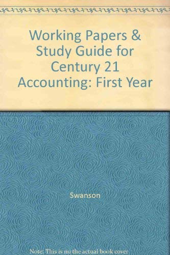Imagen de archivo de Working Papers and Study Guide for Century 21 Accounting: First Year a la venta por Hawking Books