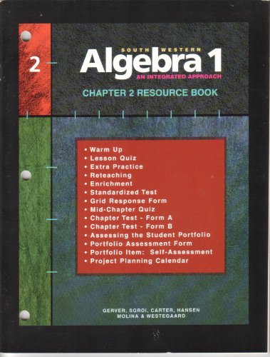 Stock image for Southwestern Algebra 1, Resource Book: An Integrated Approach, Chapter 2 for sale by Allied Book Company Inc.