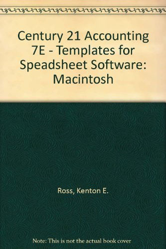 Century 21 Accounting 7E - Templates for Speadsheet Software: Macintosh (9780538677264) by Ross, Kenton E.; Gilbertson, Claudia B.; Lehman, Mark W.; Hanson, Robert D.