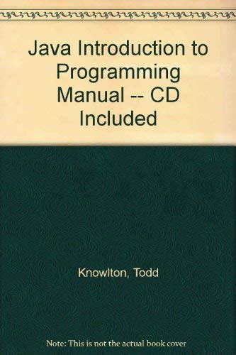 Imagen de archivo de Java Introduction to Programming Manual a la venta por SecondSale