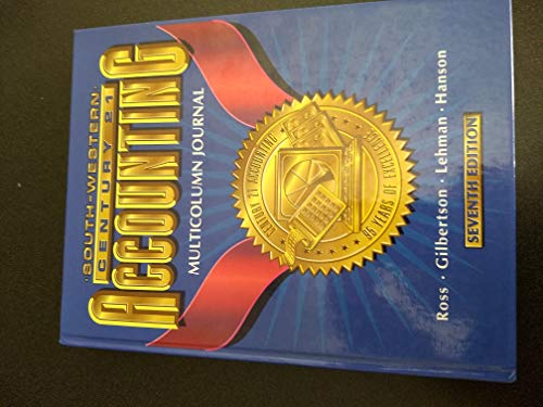 Stock image for Southwestern, Century 21 Accounting Multicolumn Journal 7th Edition Chapters 1-17 Teacher Edition, 2000 ISBN: 0538687339 for sale by Textbook Pro