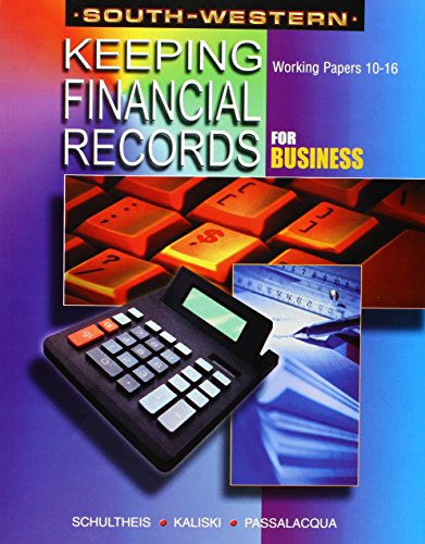 Imagen de archivo de Keeping Financial Records for Business - Working Papers: Chapters 10-16 a la venta por HPB-Red