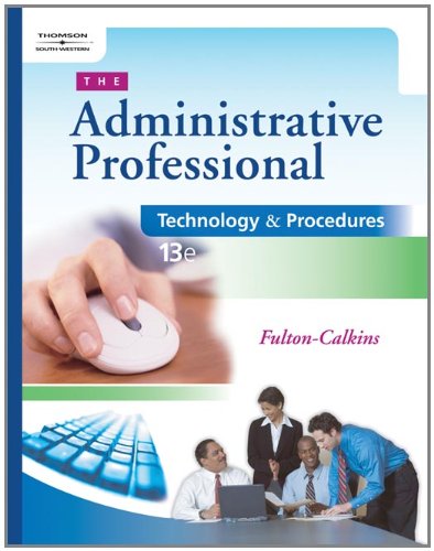 Imagen de archivo de Technology And Procedures for Administrative Professionals; 13th Edition a la venta por a2zbooks
